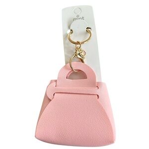 NWT Mint Pink Mini Vegan Leather Handbag Charm & Keychain Micro Purse Accessory